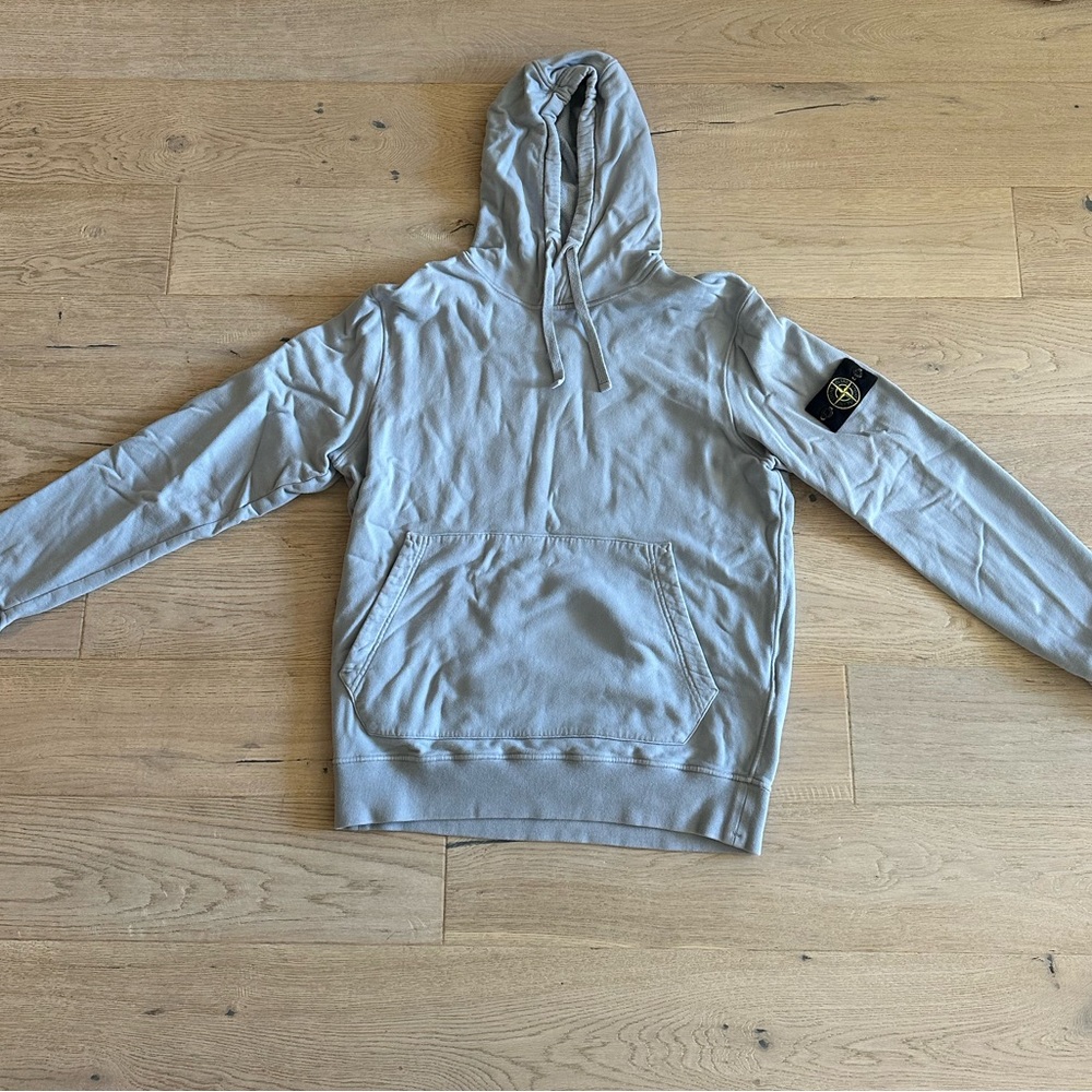 Stone Island Light Blue Hoodie for Men Size Large